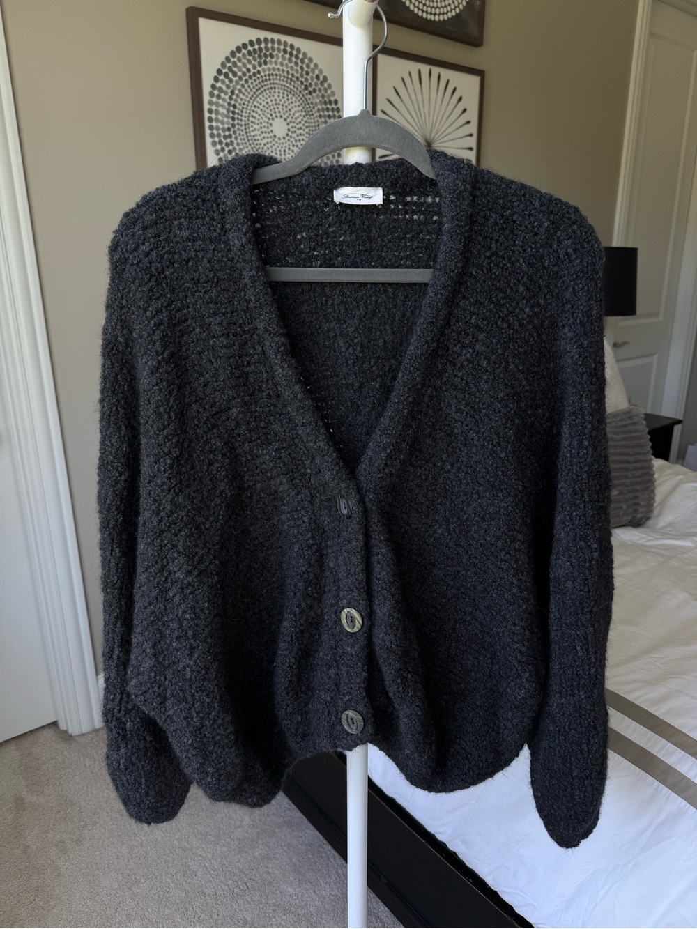 American Vintage Zolly Cardigan in Melange Charcoal - Picture 3 of 7